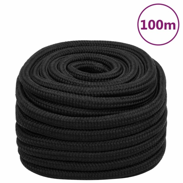 Boat rope, full black, 20mm, 100m, polypropylene