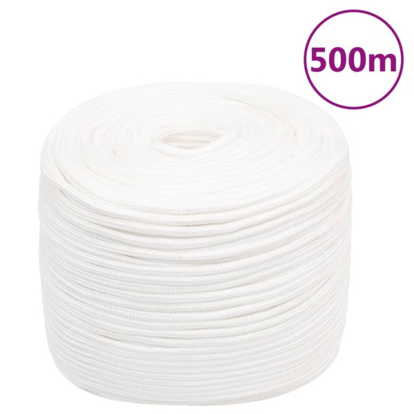 Boat rope, full white, 10mm, 500m, polypropylene