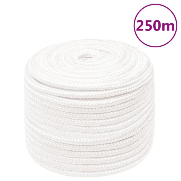 Boat rope, full white, 14mm, 250m, polypropylene