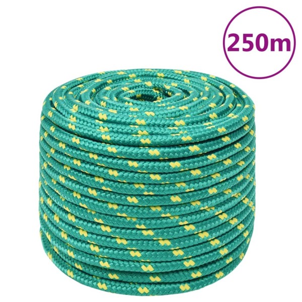 Boat rope, green, 12mm, 250m, polypropylene