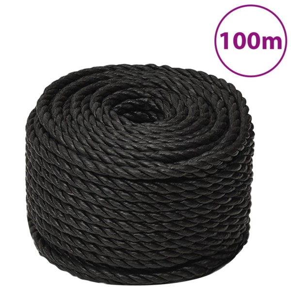 Working rope, black, 20mm, 100m, polypropylene