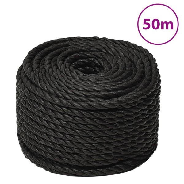 Working rope, black, 24mm, 50m, polypropylene