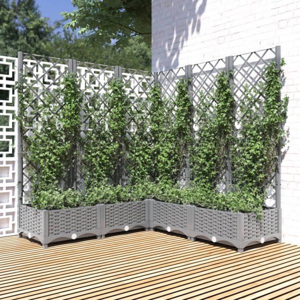 Garden bed with treaming, light grey, 120x120x121,5cm, PP
