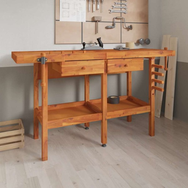 Desktop with drawers and clips, 162x62x83cm, acacia