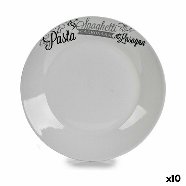 Plakans trauks Ø 24,4 cm Balts Melns Porcelāns Pasta (10 gb.)