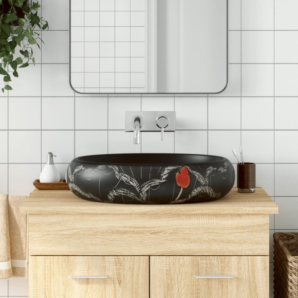 Shovel on table, black, 59x40x15cm, ceramics, oval