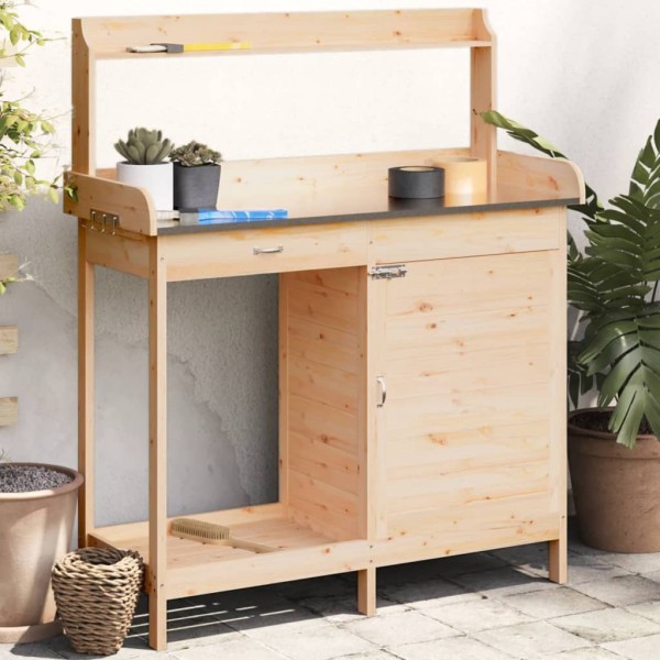 Planting table with cabinet, 110,5x45x124,5cm, spruce array