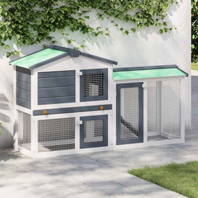 Outdoor cage rabbit, grey...