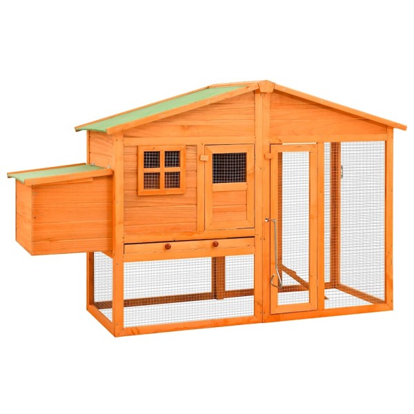 Cage for chickens with nest, spruce wood array