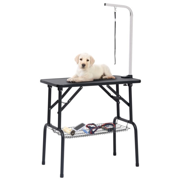 Adjustable dog care table with 1 loop and basket