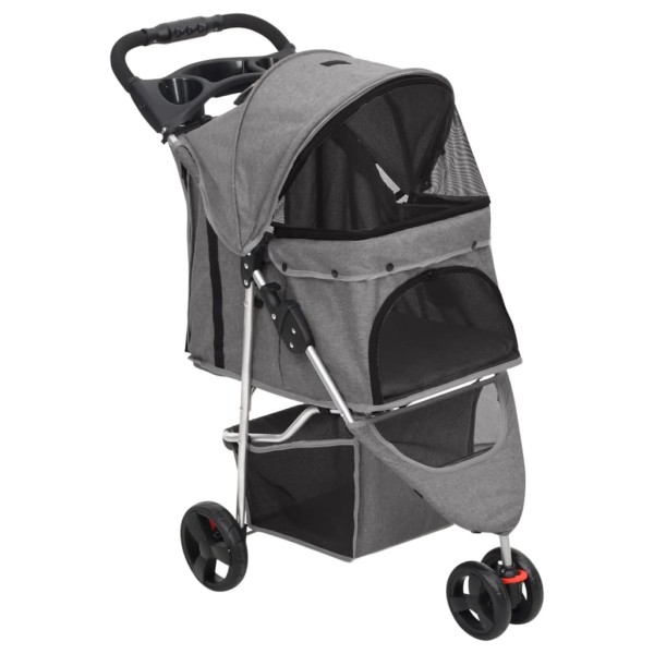 Folding trolley for dogs, gray, 80x46x98cm, fabric