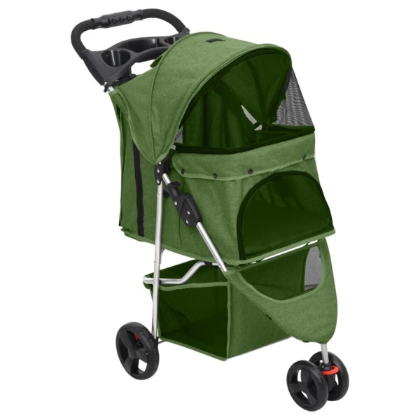 Folding trolley for dogs, green, 80x46x98cm, fabric