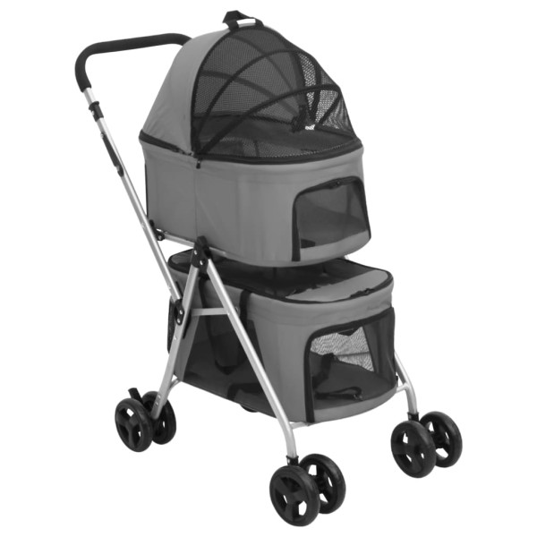 Trolley for dogs, 2 floors, gray, 83x48x97cm, fabric