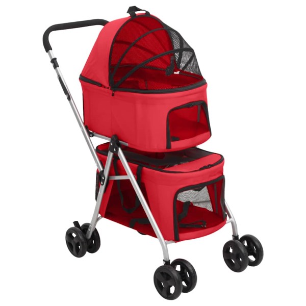 Trolley for dogs, 2 floors, red, 83x48x97cm, fabric