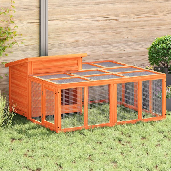 Rabbit cage, brown, 144x123x67,5cm, pine wood array