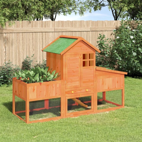 Rabbit cage, brown, 170x63x113cm, pine wood array