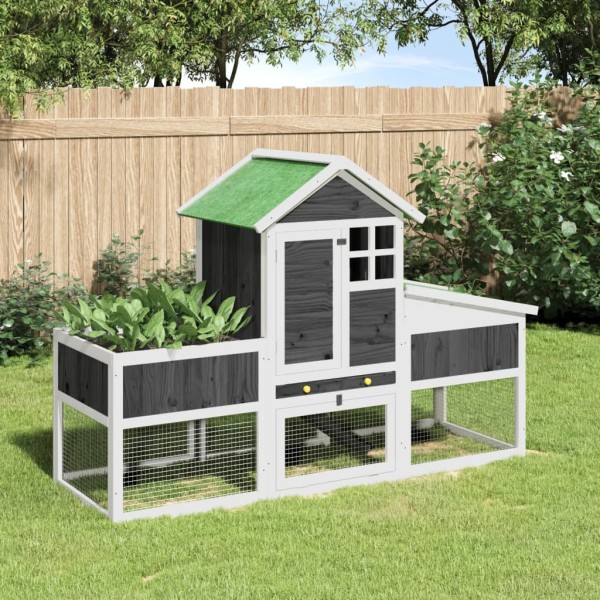 Rabbit cage, grey, 170x63x113cm, pine wood array