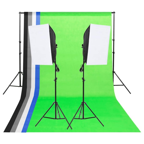 Studio lighting set with background and light boxes