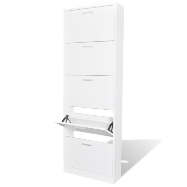 Basket with 5 rooms, white, wooden