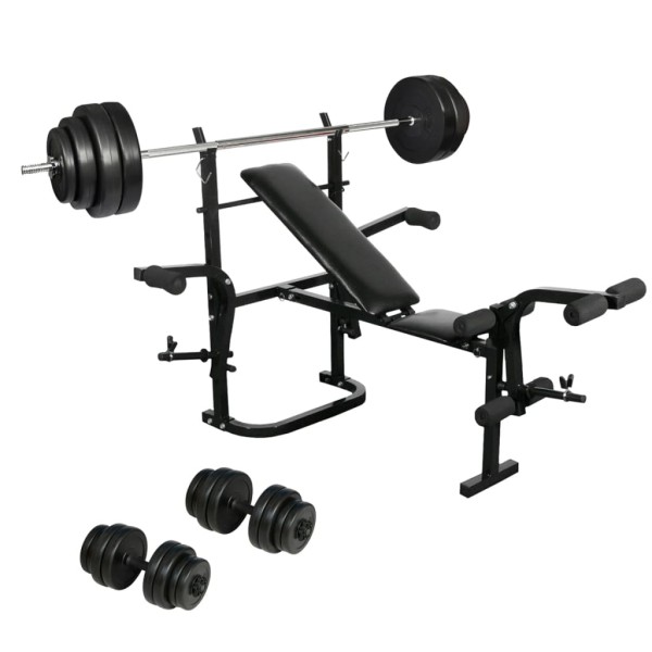 Folding bench and jet with weights and weights