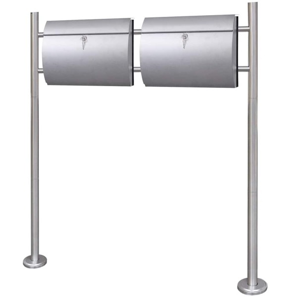 Two Post Boxes with Stand, Stainless Steel