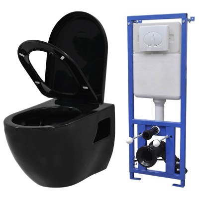 Suspended toilet with...