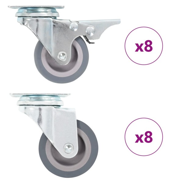 Wheels, 16pcs, swivel, 50mm