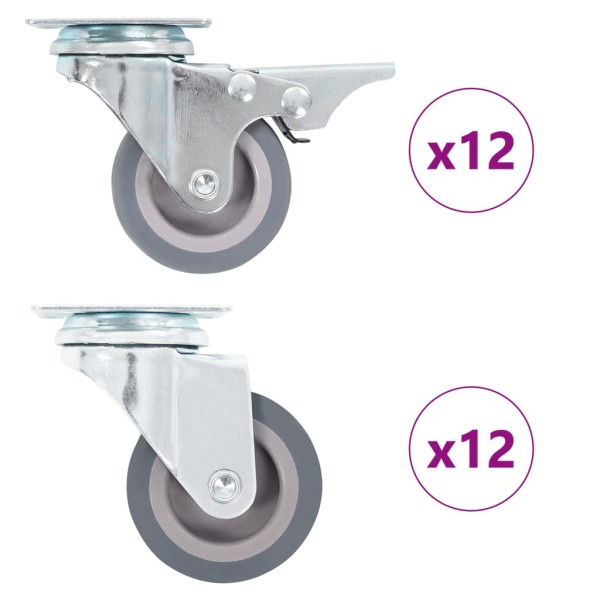 Wheels, 24pcs, swivel, 50mm