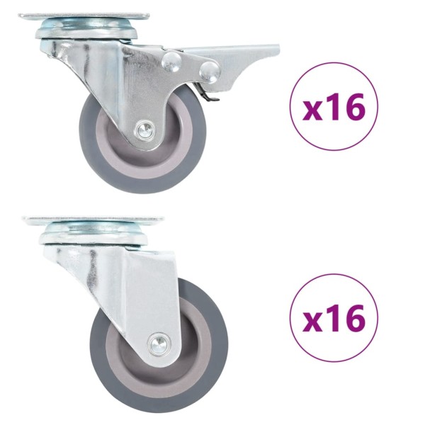 Wheels, 32pcs, swivel, 50mm