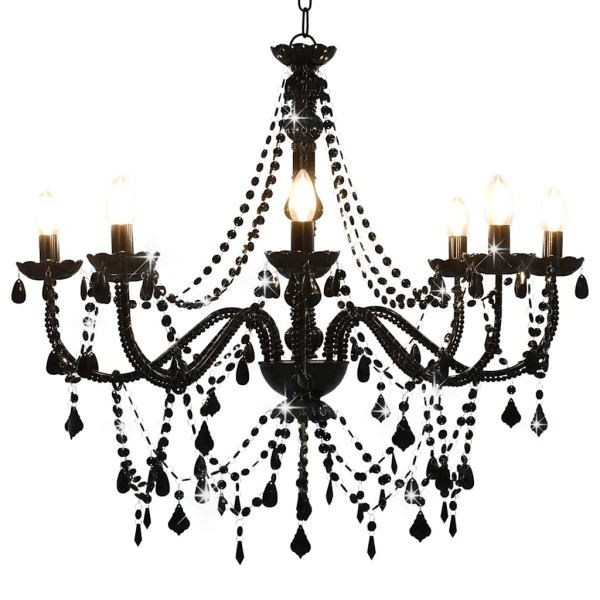 Cast with beads, black, 8 x E14 bulbs