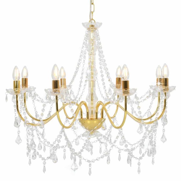 Cast with beads, golden, 8 x E14 bulbs