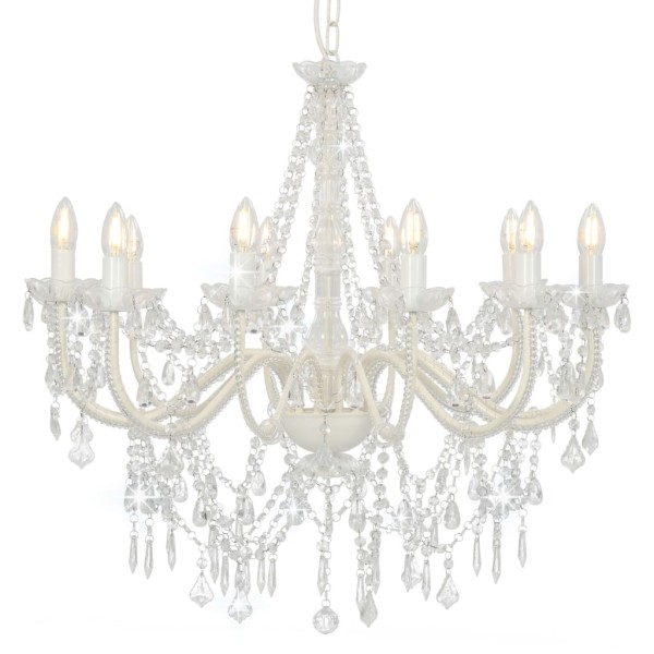 Cast with beads, white, 12 x E14 bulbs