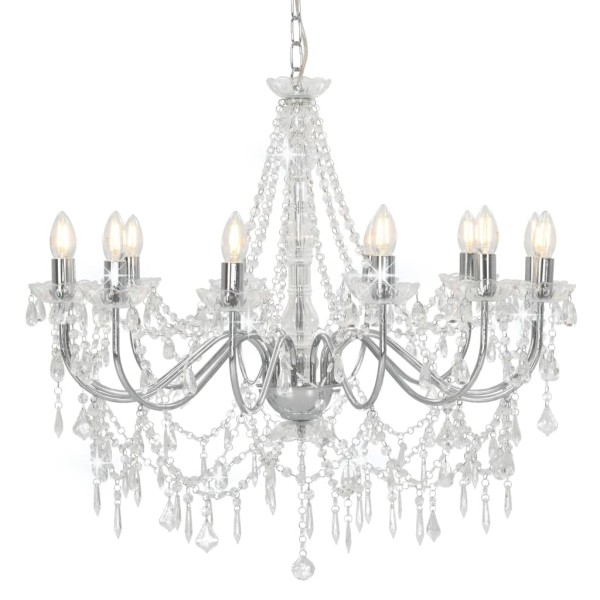 Cast with beads, silver color, 12 x E14 bulbs