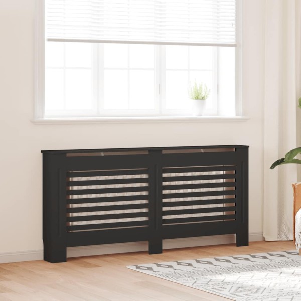 Radiator cover, black, 172x19x81,5cm, MDF