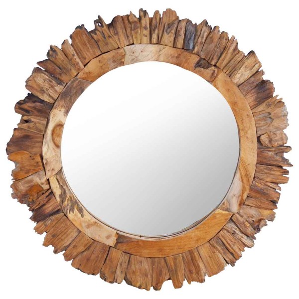 Wall mirror, 60cm, teakwood, round