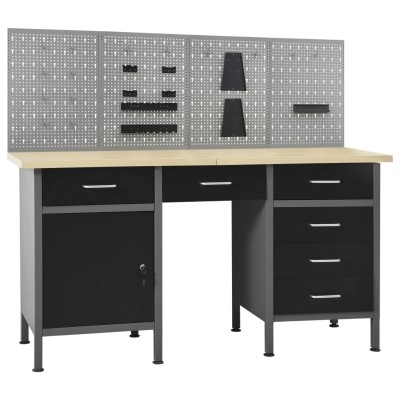 Desktop with 4 wall panels