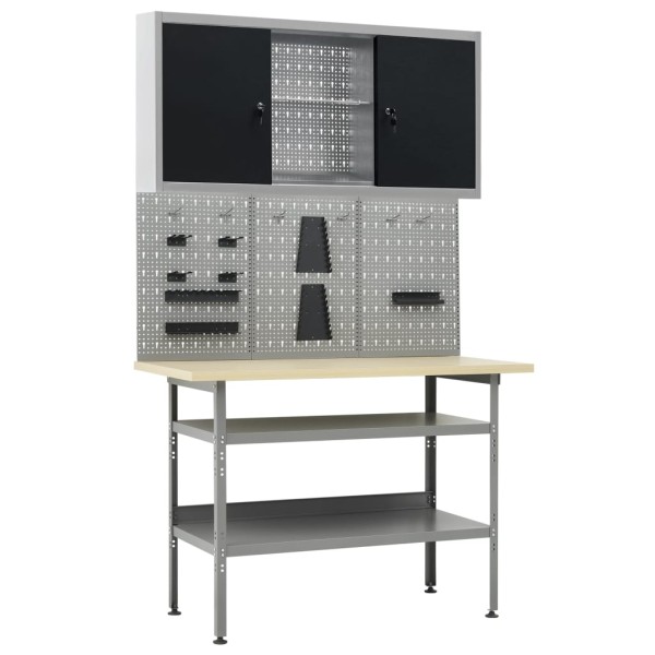 Desktop with 3 wall boards and 1 cabinet