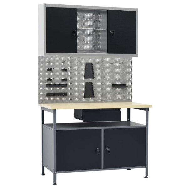 Desktop with 3 wall panels and 1 section