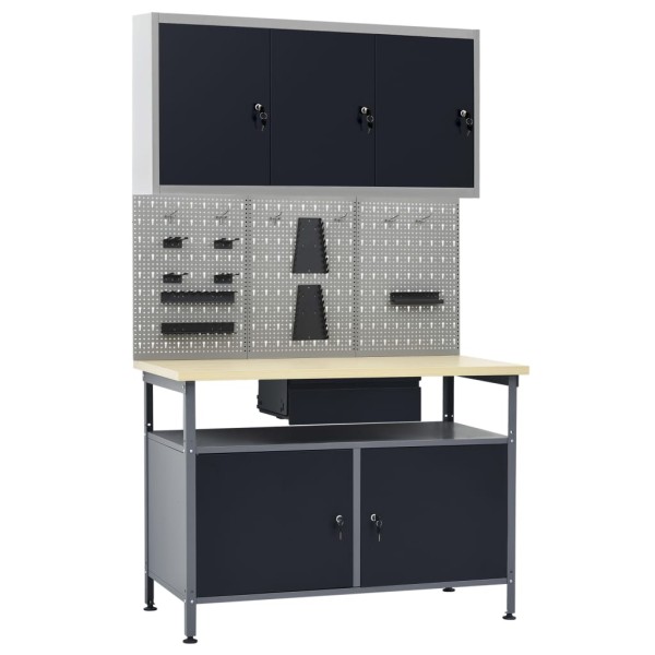 Desktop with 3 wall boards and 1 cabinet
