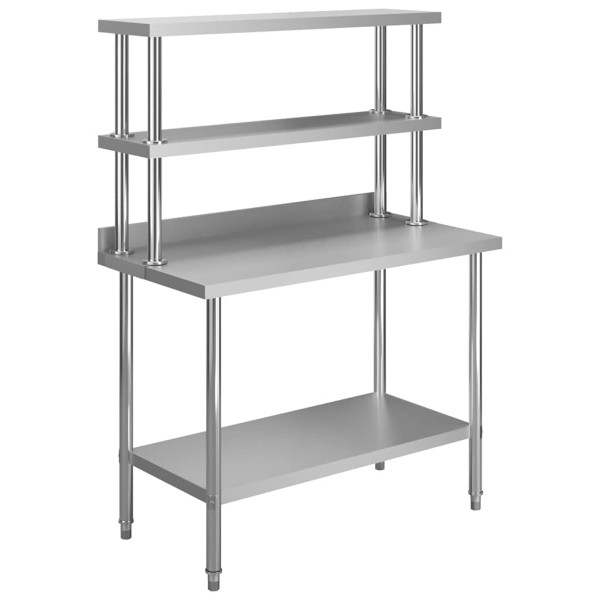 Kitchen Desktop with shelf, 120x60x150cm, steel