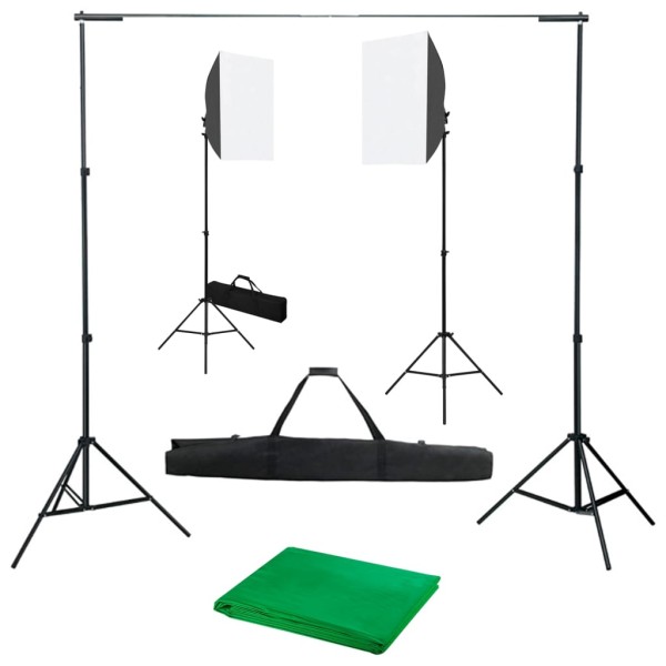 Photo studio kit with light boxes and background