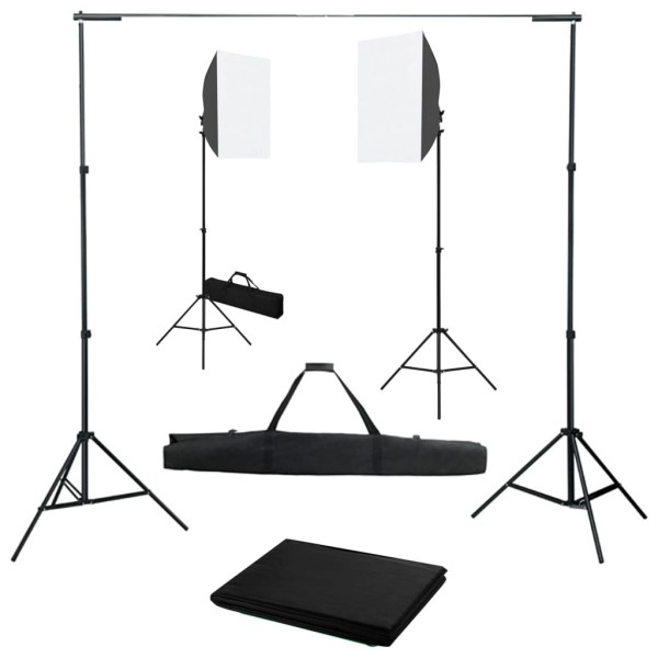 Photo studio kit with light boxes and background