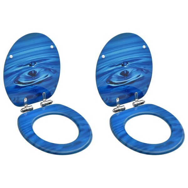 Clay seats with lids, 2pcs, MDF, with blue drop