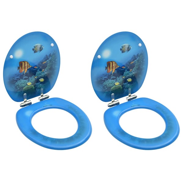 Clozet seats with lids, 2pcs., MDF, sea depth design