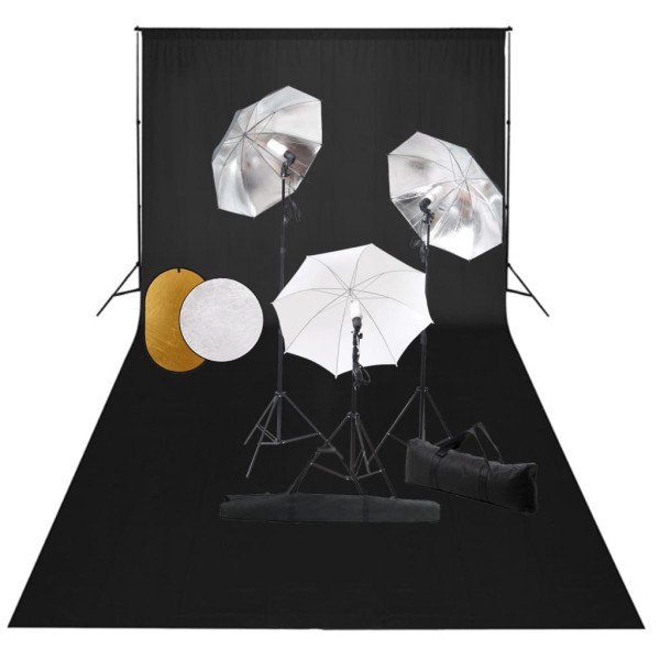 Studio suite with lighting / umbrella / background / reflex