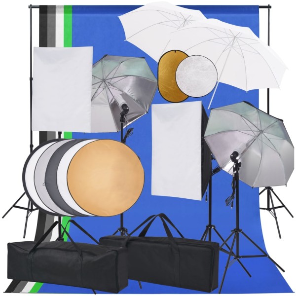 Studio suite with light boxes / umbrella / background / reflex