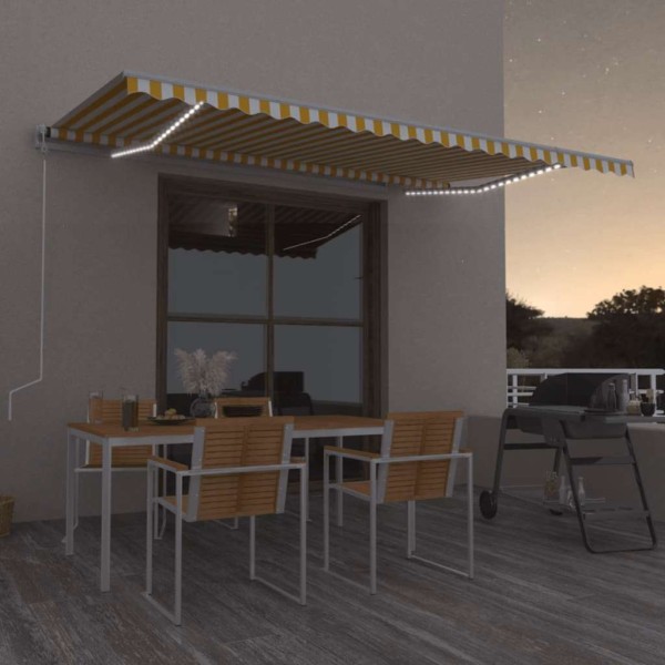Markise with LED / wind sensor, yellow / white, 500x300cm