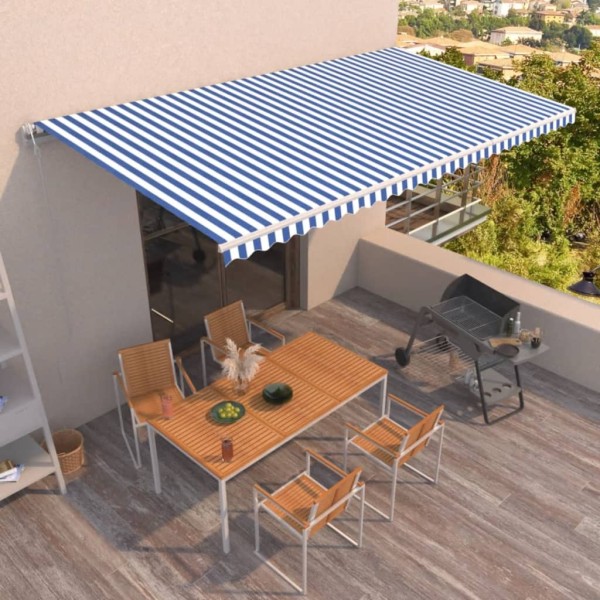 Automatic retractable markise, blue / white, 600x350cm