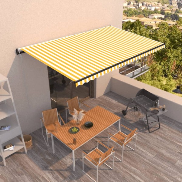 Automatic extractable marquis, yellow and white, 500x350cm