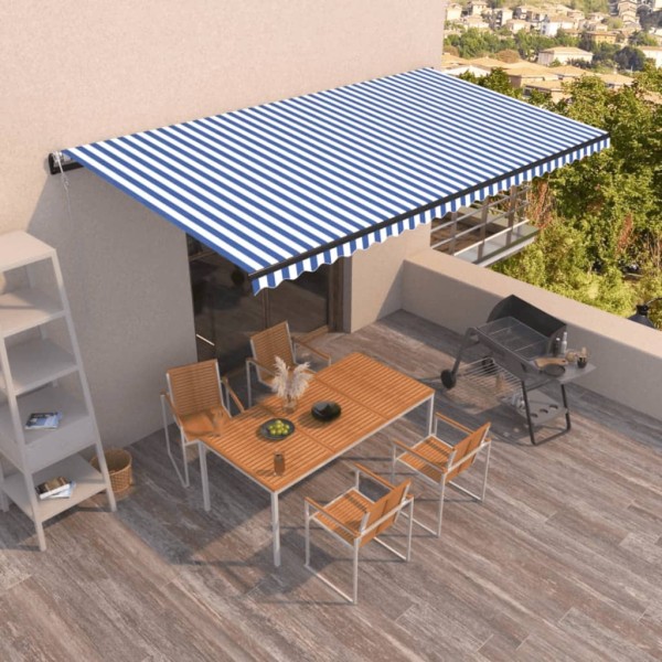 Automatic retractable markise, blue / white, 600x350cm